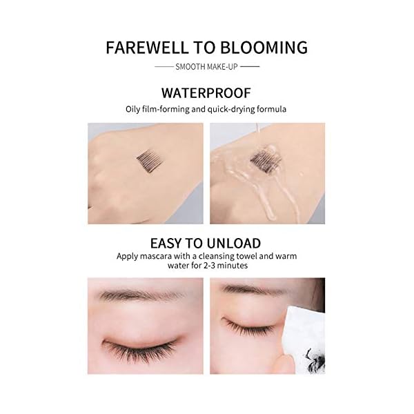 Mascara Damen Schwarze Wimperntusche Extra Lange Wimpern langlebig Wasserdicht Verlängerung Verdickung Mascara Kein… – Bild 7