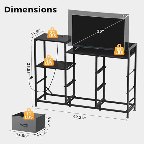 Image of NEWBULIG Dresser TV Stand with 8 Fabric Drawers and 1 Shelf, Wooden Top TV Media Console Table for Up to 45 inch, Entertainment Center with Charging Station for Living Room Bedroom, Grey