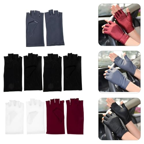 Guantes de protección solar mujer sin dedos material transpirable elástico multicolor 3