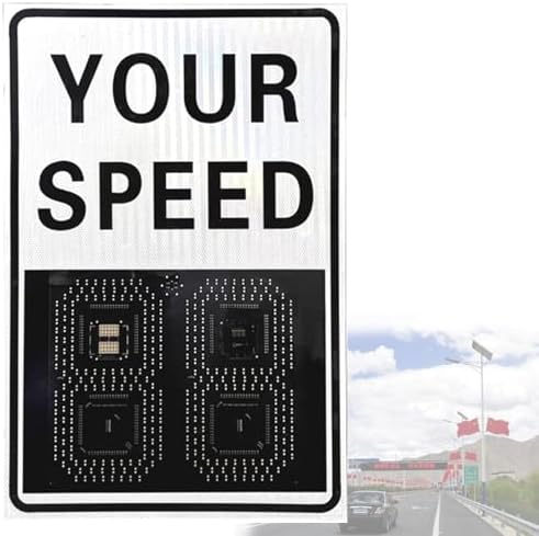 Solar-Powered Radar Speed Sign, Waterproof, 300m Detection Range, Displays Speed for 4 Lanes, 60x90cm Traffic Safety Solution, Enhance Road Safety