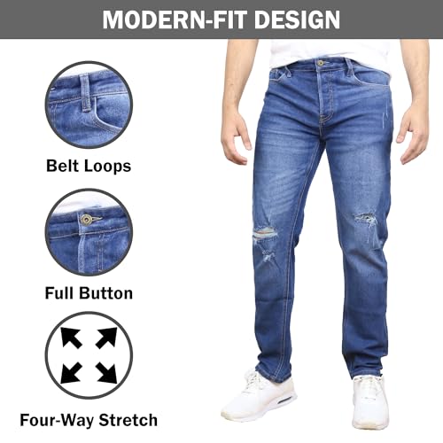 Men's Modern Fit Ripped Jean | Authentic Denim Look | Comfort & Flex | Straight Jeans4