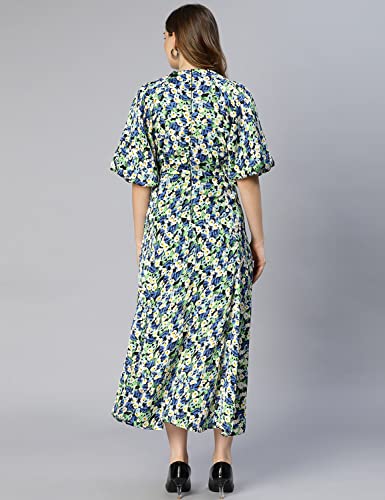 Image of oxolloxo Women Polyester Flared Puff Sleeves Floral Casual Dress