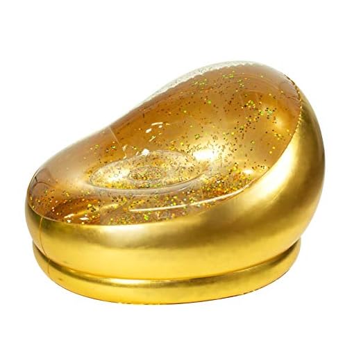 Air Candy Solid Gold + Clear Inflatable Chair, Accent Contemporary Lounge Chair for Living Room, Bedroom, Dorm Room, Patio Decor Indoors or Outdoors, Waterproof, Kids, Teens, Adults, 3lbs