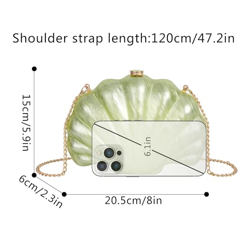 Women Seashell Evening Bag Purse Mermaid Chain Strap Clutch Handbag Shoulder Bag2