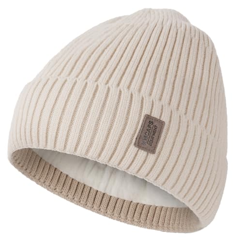 Image of Wmcaps Warm Beanie for Men Women, Fleece Lined Beanie Warm Winter Caps Unisex Fashion Knit Cuffed Cap