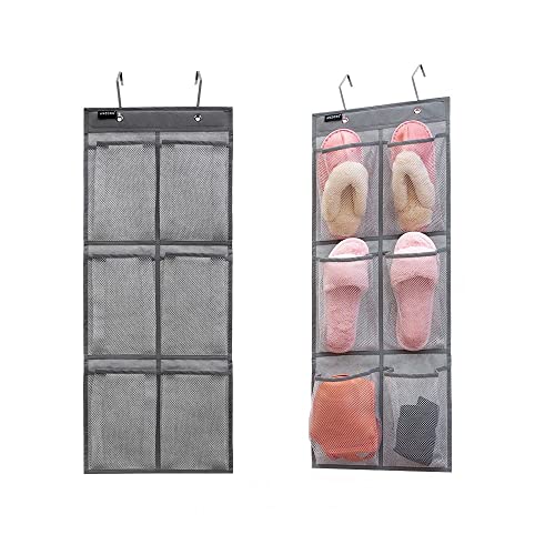 Anzorg 6 POCKETS SHOES ORGANIZER-2 PACK 2 Packs Over The Door Hanging Closet Shoes Holder Organizer Shoe Storage Shoe Rack cover