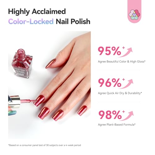 Image of SAVILAND Chameleon Nail Polish Set: 6 Colors Aurora Shimmer Fingernail Polish Holographic Green Purple Red Glitter,Fast Quick-Dry Nail Lacquer Manicure Art Kit for Toe DIY Salon Home 10ml