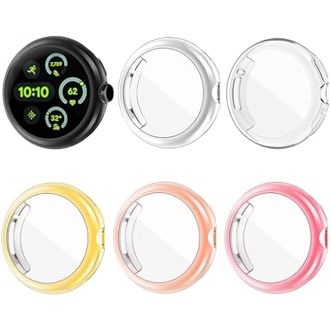 YUVIKE [6-Pack] Watch Case with Screen Protector for Google Pixel Watch 3 (45mm), Soft TPU Scratch Resistant Face Covers for Pixel Watch 45mm Cover
