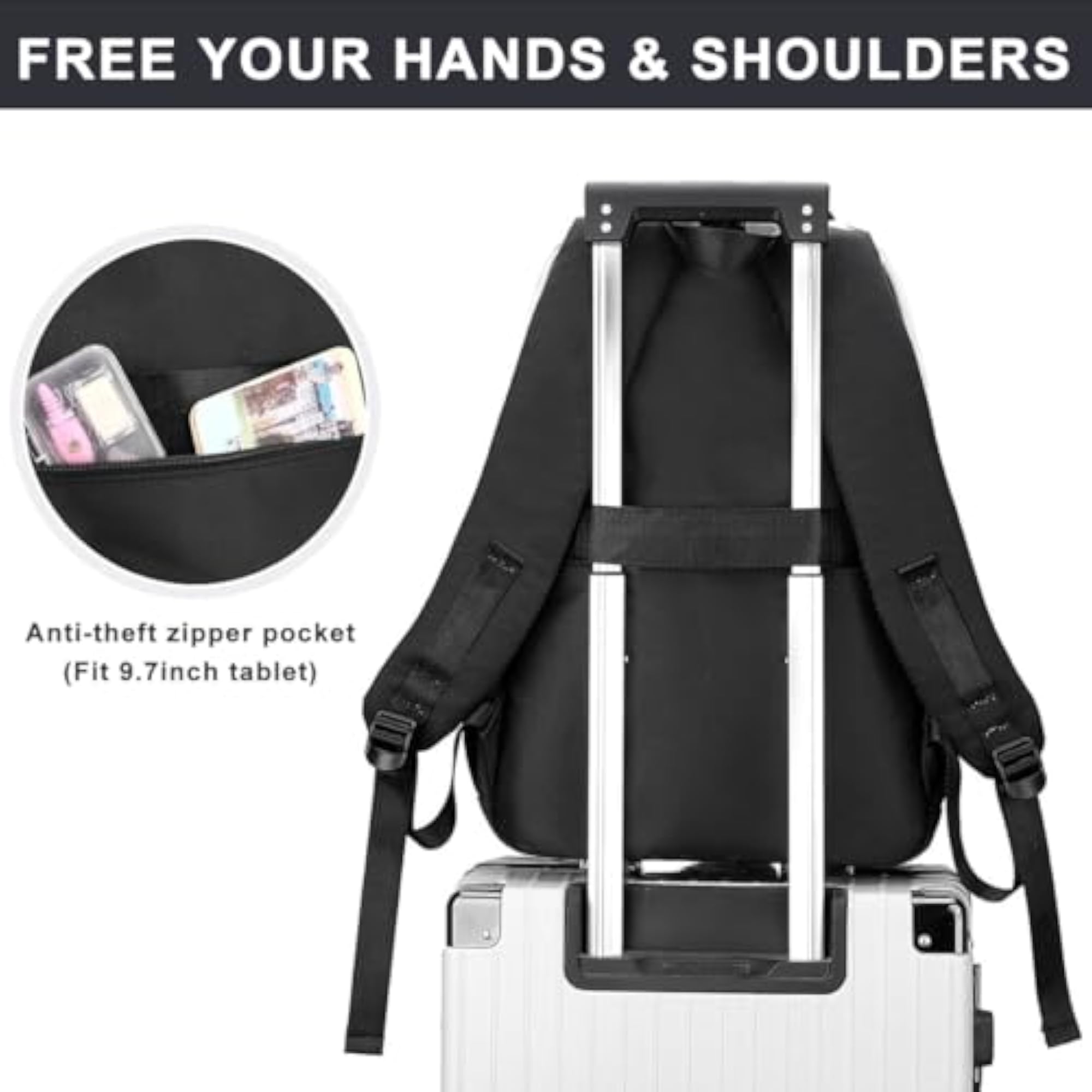 Large Capacity College Backpack for Girls, Water Resistant