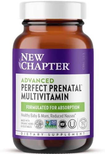 New Chapter Perfect Prenatal Vitamins, Organic Prenatal Vitamins, Non-GMO Ingredients for Healthy Baby & Mom – Folate (Methylfolate), Iron, Vitamin D3, Fermented with Whole Foods and Probiotic, 192 count New Chapter Perfect Prenatal Vitamins, Organic Prenatal Vitamins, Non-GMO Ingredients for Healthy Baby & Mom – Folate (Methylfolate), Iron, Vitamin D3, Fermented with Whole Foods and Probiotic, 192 count