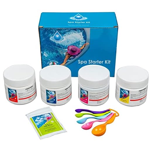 Pool Chemical Starter Kit for Hot Tubs, Above Ground Pool, Paddling Pool Water Treatment (Includes Chlorine Granules, pH Minus, pH Plus, Foam Remover, Test Strips, Measuring Spoons)