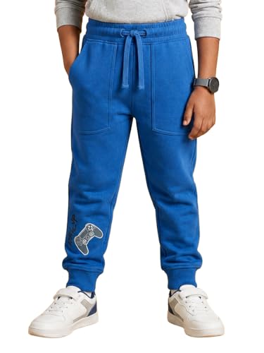 Image of KiddoPanti Boys Solid Fleece Track Pants | Cotton Poly Fleece Fabric | Ankle Length Bottom Rib | 2 Front Patch Pocket | Elastic Waist & Drawcord | Jogger Track Pants for Boys