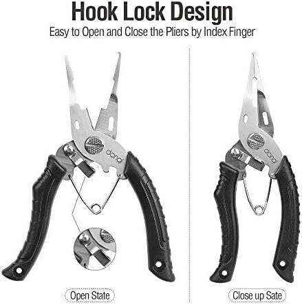 DONQL Fishing Pliers Fishing Hook Remover Stainless Steel Fishing Tongs Multifunctional Split Ring Pliers Line Cutter Handy as Disgorger & Scissor