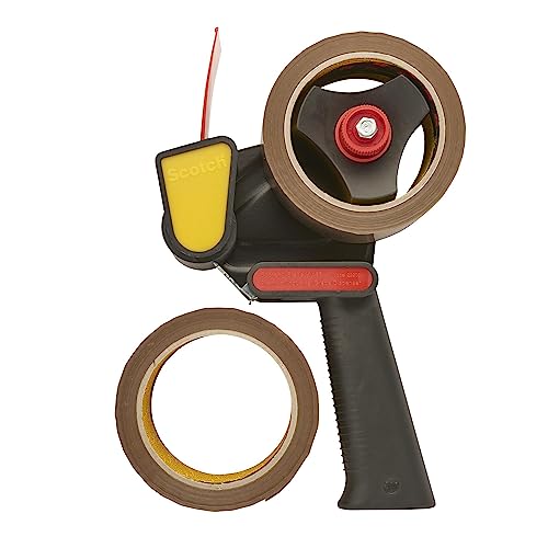 Scotch Handabroller für Verpackungsklebeband + 2 Rollen Scotch Paketklebeband, 50 mm x 66 m, braun - Ideal zum Verschließen Ihrer Kartons und Pakete