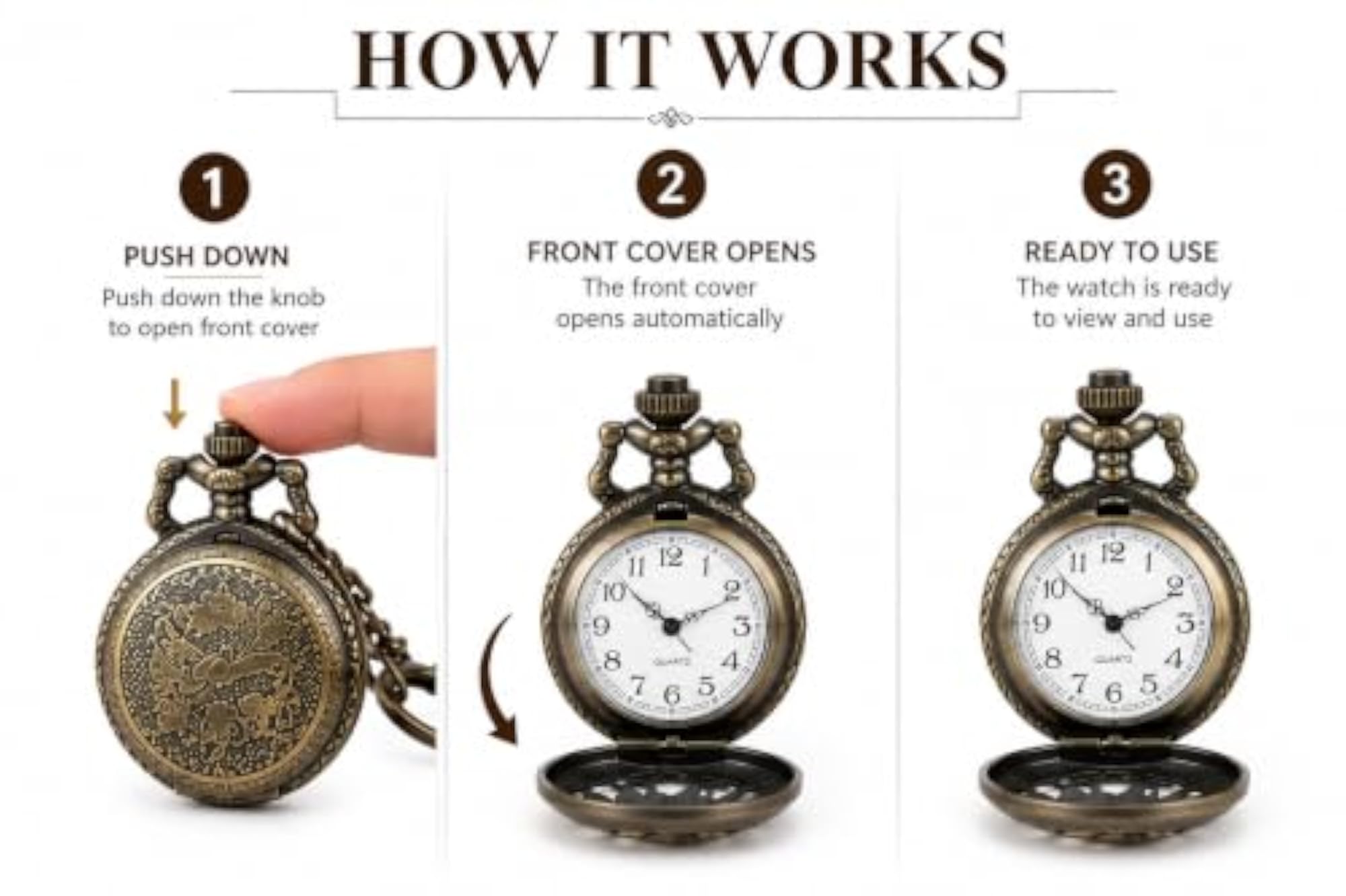 Anime Inspired Quartz Pocket Watch with Konoha Leaf Design