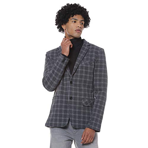 cahoot Men Checks Stylish Full Sleeve Casual Blazer's Grey-picture-15