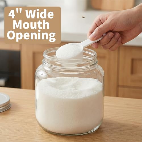 Coloch 4 Pack Half Gallon Glass Jar with Metal Lid, 64 Oz Clear Food Storage Jar Wide Mouth Glass Pantry Container for Candy, Cookie, Flour, Kombucha Tea, Fermenting by Coloch - Image 7