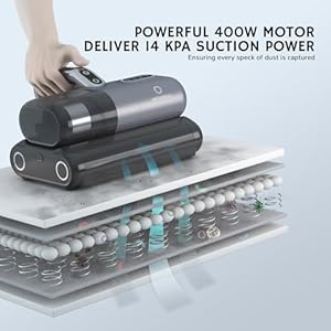 Airthereal m1 mattress vacuum cleaner 6 in 1 bed vacuum with high frequency vibration 80000 rpm dual brushroll rotation uv c light 14kpa suction dust sensor ultrasonic and heating tech  urban country home decor