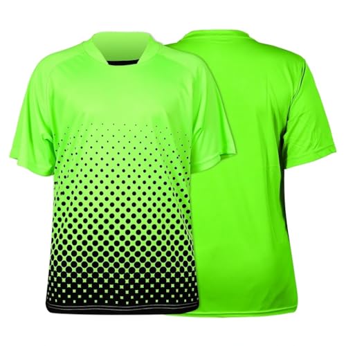 Vizari Ventura Short Sleeve Goalkeeper Jersey – Lightweight, Moisture-Wicking, Sublimated Design for Adult Soccer Goalies Neon Green