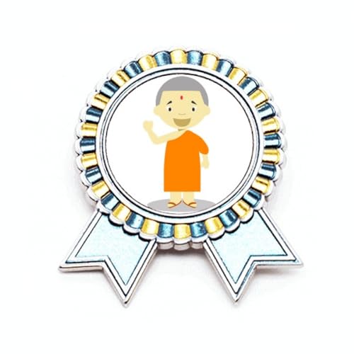 Broche moine du Népal orange M en métal pour sublimer un manteau d'hiver