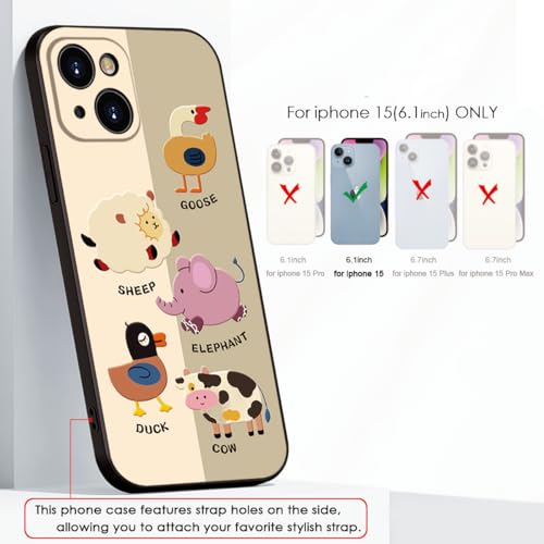 Printed Cute Animal Patter for iPhone 15 Cute Girl Cartoon Case, Printed with a for Women Girls Variety of Cartoon Animal Pattern Design of Cell Phone Protective Cover (B2-Cartoon)