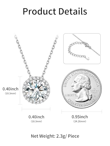 ChicSilver 925 Sterling Silver Heart/Round/Pear/Emerald Cut Simulated Birthstone Halo Necklace Birthday Gift for Women (with Gift Box) - Image 5