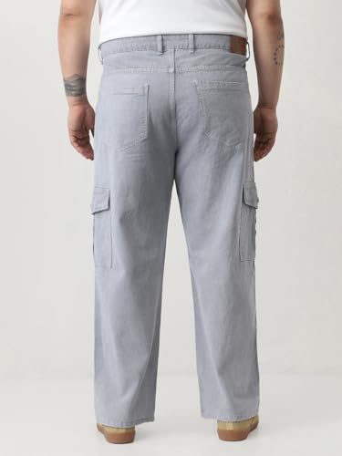 Image of Urbano Plus Men Mid Rise Loose Baggy Fit Cargo Jeans with 6 Pockets Non-Stretchable