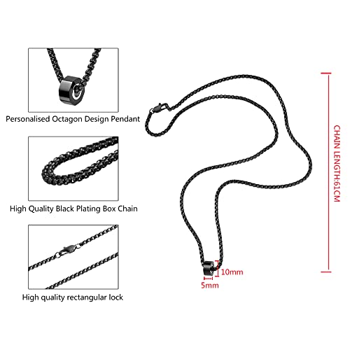 Van Heusen Men's Stainless Steel Octagon Ring Necklace with 24" Box Chain4