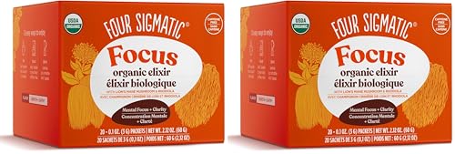 Image of Four Sigmatic Lion's Mane Focus Elixir Mushroom Coffee Alternative | Organic Lion's Mane Mushroom Powder,Rhodiola & Rose Hips | Immune & Memory Support-| Paleo-|,20 Count (Pack of 2)