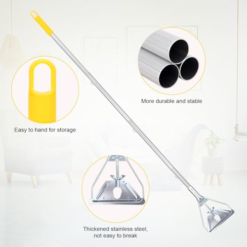 Image of Mop Handle Commercial Heavy Duty - 57 Inch Industrial Metal Mop Stick Replacement for Floor Cleaning - Professional Mops Head Replacement Holder