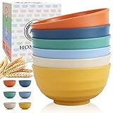 Homienly Wheat Straw Large Bowls, 60 OZ Large Capacity Salad Bowl,Unbreakable Bowl Set of 6, Serving Bowls for Kitchen, Picnic, Party, Microwave and Dishwasher Safe Camping Bowl Set-Multi