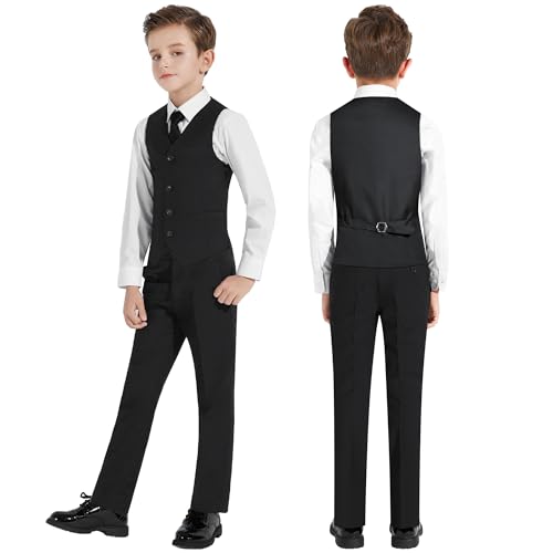 Image of Plavict Boys' Suits Slim Fit 5 Piece, Adjustable Waist, Boys Formal Set