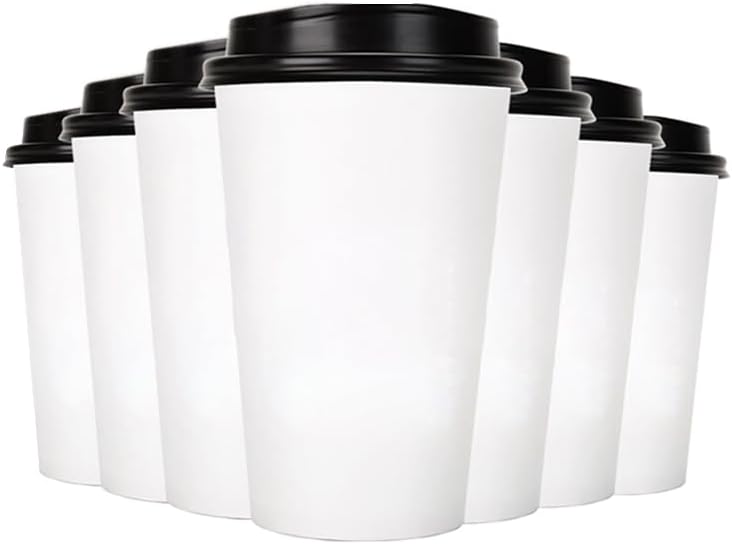 OTOR vasos de papel desechables 16oz 140 Pack tazas de café caliente taza de beber con tapas