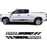 2pcs Car Vinyl Waterproof Sticker Graphics Kit Sport Side Door Decal Compatible with Chevy Silverado 1500 1500HD (Black)