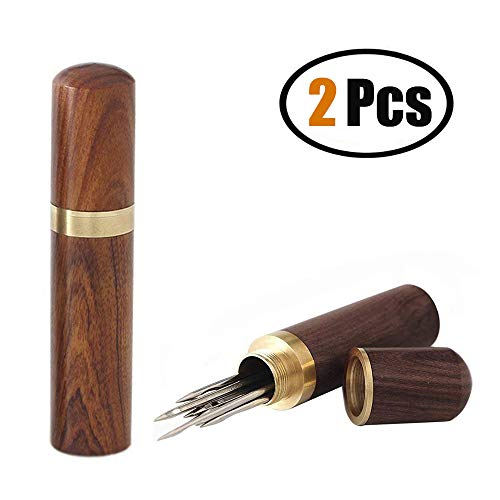 Okared 2 Pack Wooden Toothpick Holder Portable Toothpick Dispenser Bucket Toothpick Holder Mini