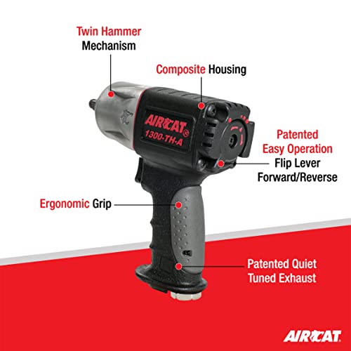 Aircat Pneumatic Tools 1300-Th-A: 3/8-Inch Composite Impact Wrench 600 Ft-Lbs #TOP1