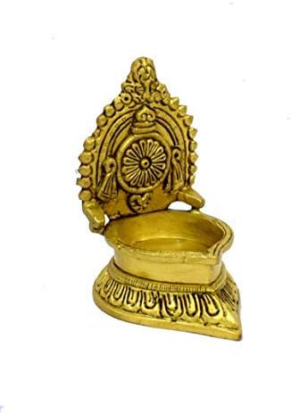 phareLamp Presents 4.5" Genuine Brass Table Diya 480 Grams | Deepak | Deepam Oil Lamp in Black Antique Finished for Home Temple Akhand Puja Articles Decor Gifts #A202