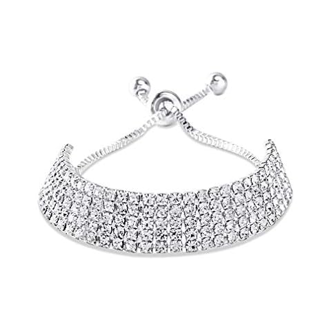 EFTOM Bracelets Silver Rhinestone Tennis Bracelets for Women Thanksgiving Day Christmas Gifts 5 Row Cover