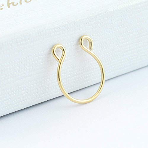 Septum Fake Ring Faux Gold Nose Ring Fake Body Jewelry No Piercing Needed Gold Filled 9mm diameter 20 gauge