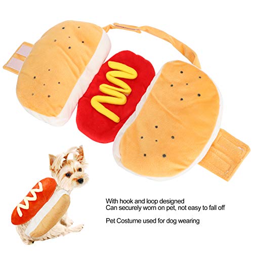 Haustier Hot Dog Kostüm Hamburger Design Hund Kleidung Haustier Halloween Cosplay Outfit Weihnachtsfeier Dress Up für Welpen Kätzchen(M)