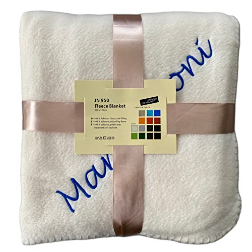 Schnoschi Creme Fleece Kuscheldecke mit Namen Bestickt 170 x 130 cm...