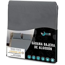 Sabana 160 X 200 Dreamzie Sabanas 160x200 Ajustable - Algodon Oeko Tex Certificado - Gris Antracita - Sabana Bajera 160x200 Algodon 100% Jersey