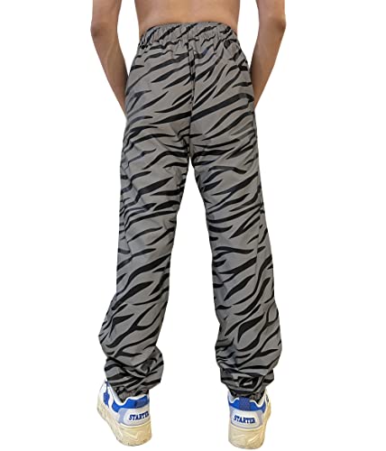LZLRUN Zebra Reflective Pants Men Hip Hop Dance Fluorescent Shiny Trousers Casual Harajuku Night Sporting Rave Jogger4
