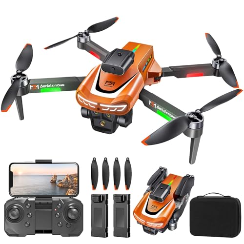 Infaebo Drone Con Fotocamera 4K, Motore Senza Spazzole,Drone Telecomandato Con 2 Batterie-Arancione