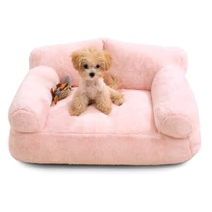Hollypet Cama para Gatos Cama para Perros Pequeños, Sofá de Felpa Esponjoso para Gatos y Cachorros, Sofá Nido Suave y Transpirable para Mascotas, Rosa