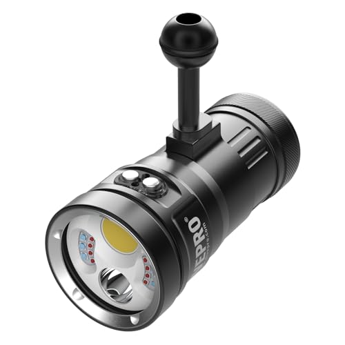 DIVEPRO M80 9200 Lumen Scuba Dive Light Diving Flashlight Rechargeable - Underwater Light IPX8 Waterproof Flashlight - Scuba Diving Gear for Underwater Photography(Black)