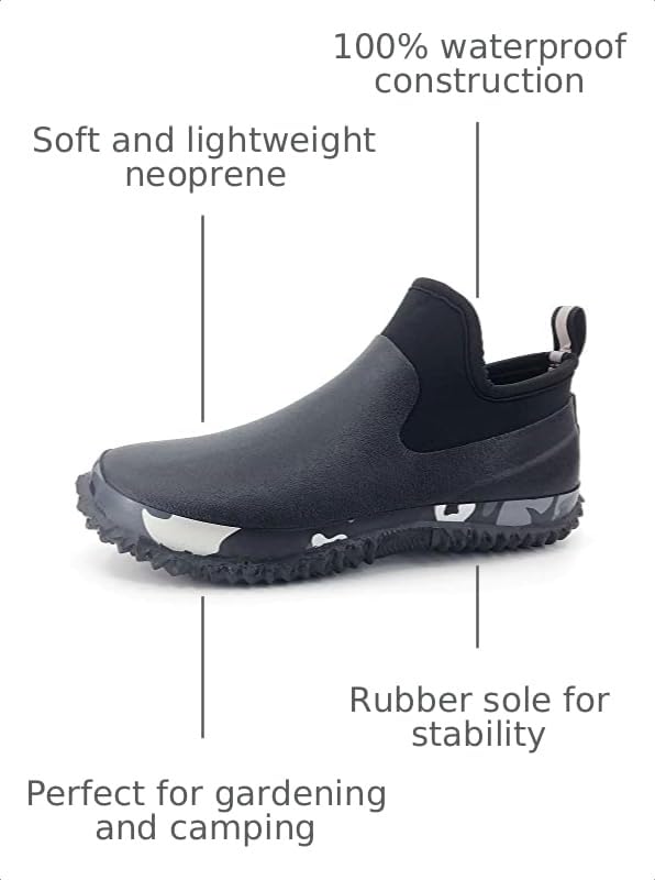 Image of SYLPHID Men's Garden Shoes Women's Rain Shoe Waterproof Neoprene Camp Booties for Camping, Lawn Care, Gardening and Yard Work