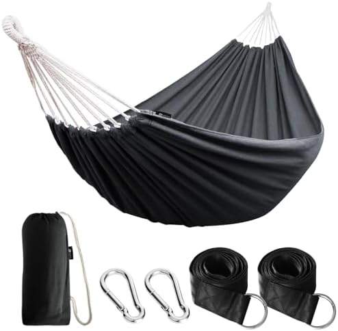 ANYOO Amaca da Giardino in Cotone Tessuto Comodo con Cinghie Rispettose degli Alberi per Appendere, Durevole Amaca Portatile con Borsa da Viaggio per Campeggio, Esterno/Interno, Balcone, Patio — foto principale