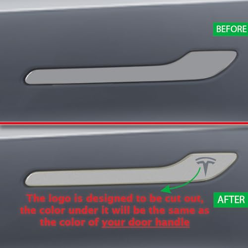 Image of IPG Compatible for Model 3 / Model Y /Juniper Door Handle Decal Sticker Wrap Kit (Set of 4) with Tesla Logo Personalize Your Tesla (Reflective Series - White)