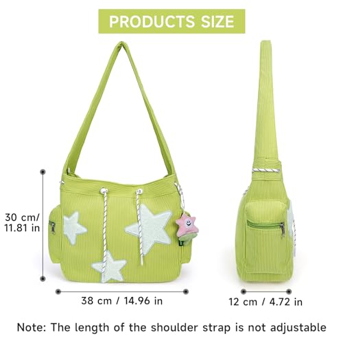 Image of Cute Tote Bag for Women, Aesthetic Canvas Crossbody Bag Y2k Star Hobo Shoulder Purse Kawaii Zipper Messenger Bag | Cute